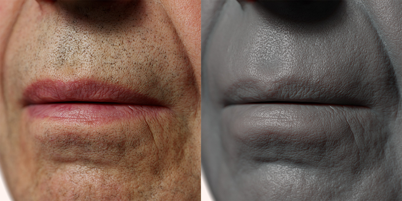 Male head scan skin pore details 